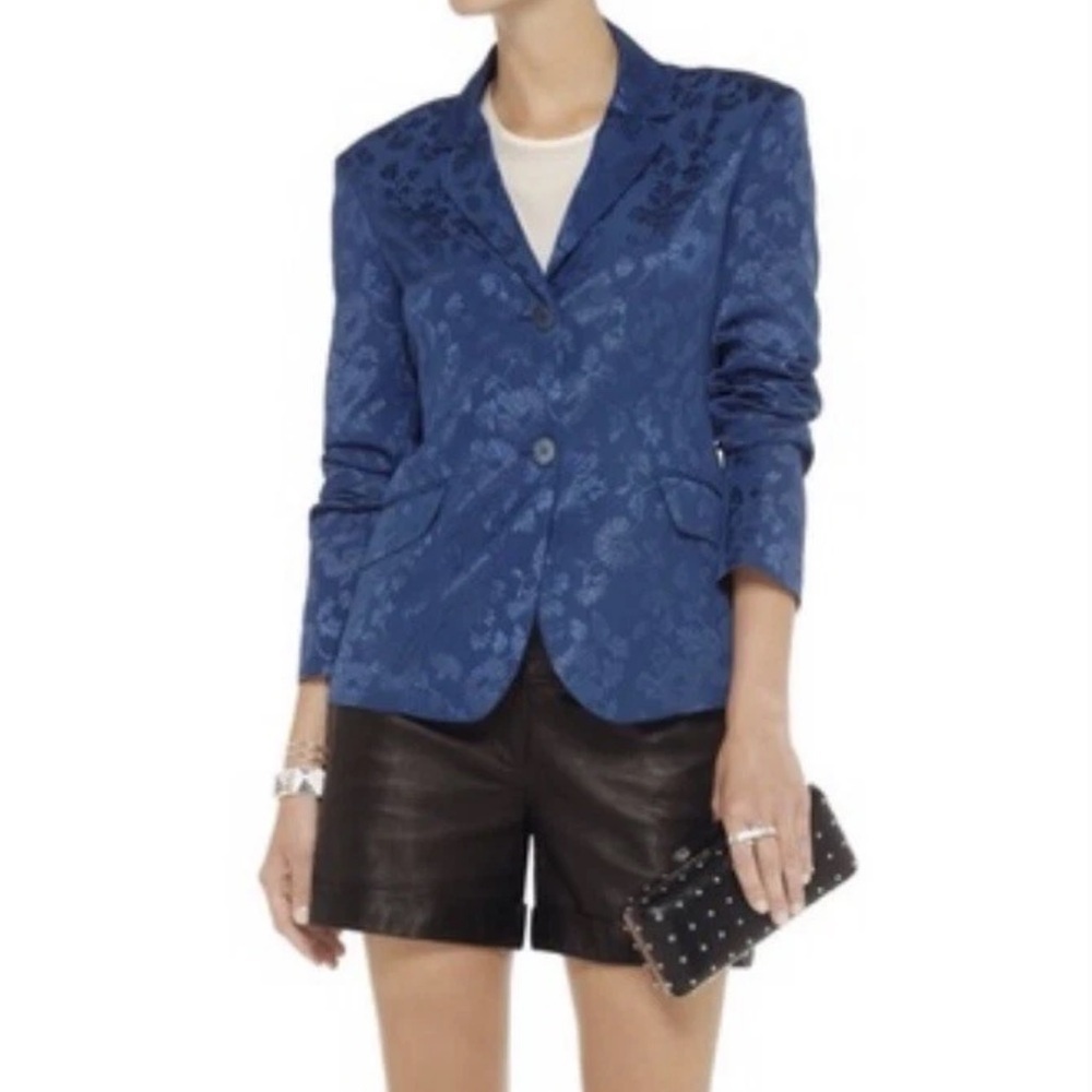 Theyskens' Theory Javia Floral Jacquard Blazer Navy Size 2